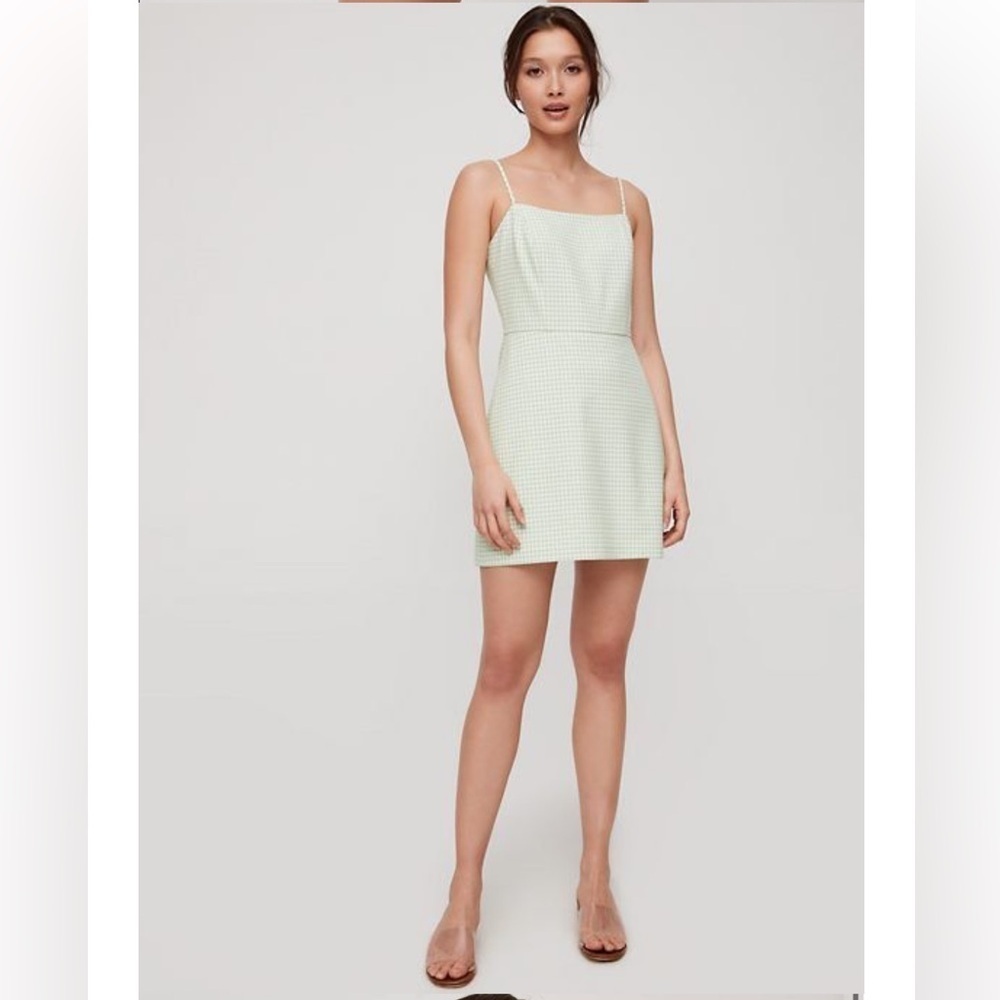 Aritzia Wilfred New Classic ( Isabelle) Check Dress in Green / Cream Sz 2